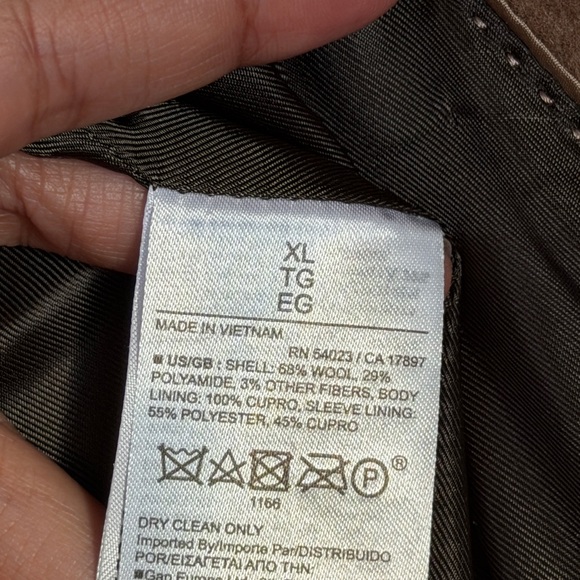 Banana Republic Wool Blend 68% Wool Tan Brown Long Men’s Coat Closet Staple - Picture 7 of 9